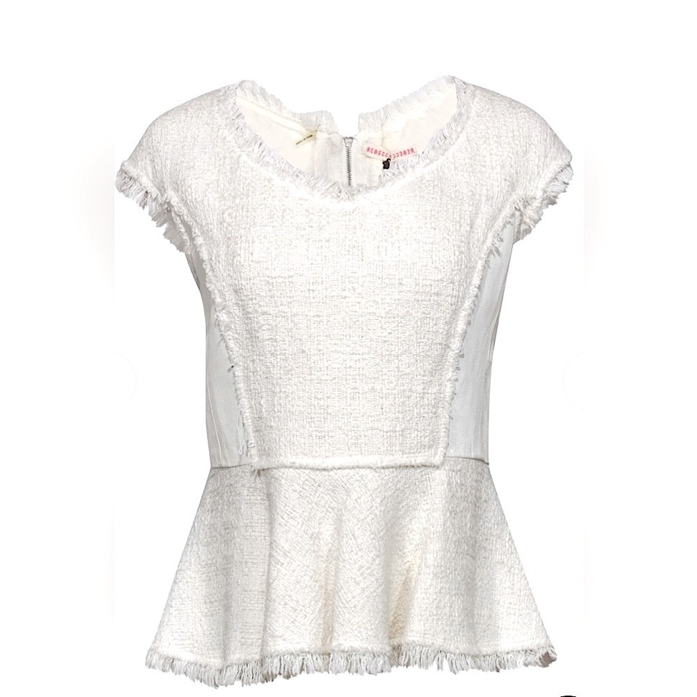Rebecca Taylor tweed and genuine leather peplum top